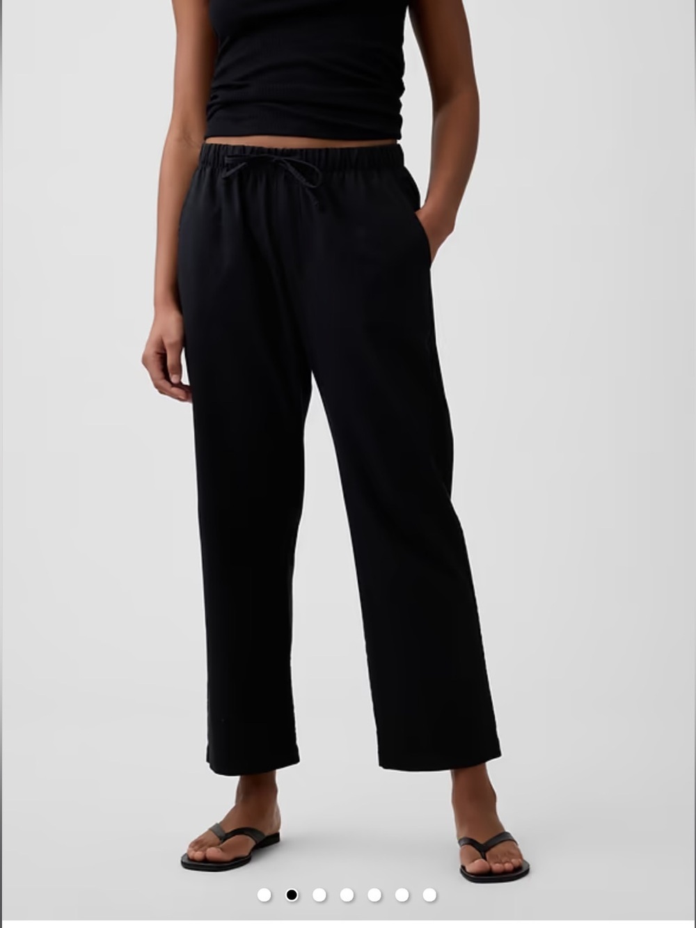 Gap Black Easy Pants Cotton Blend Drawstring Waist Medium